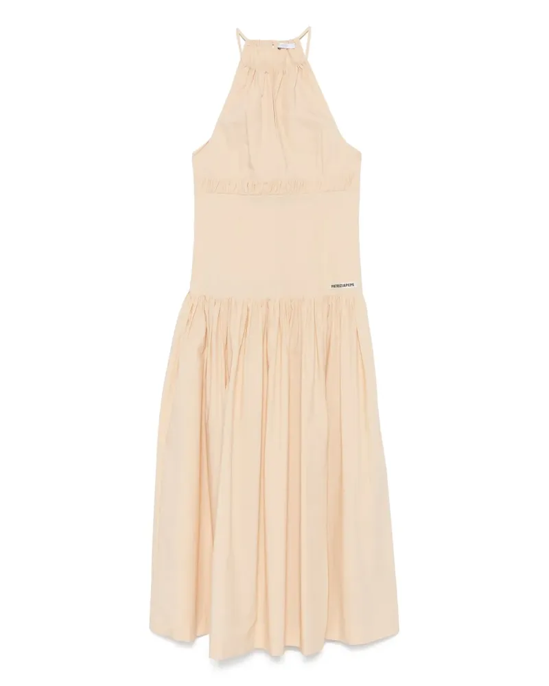 Patrizia Pepe Maxikleid mit Logo-Patch - Nude Nude