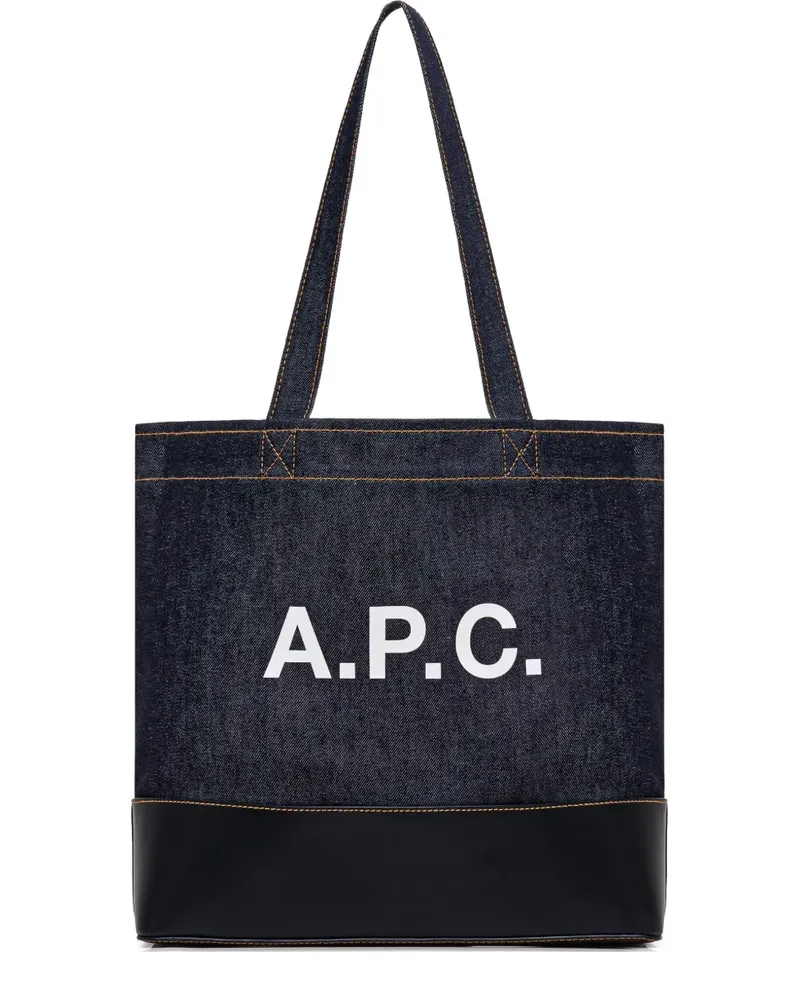 A.P.C. Großer Axel Jeans-Tote Bag mit Logo - Blau Blau