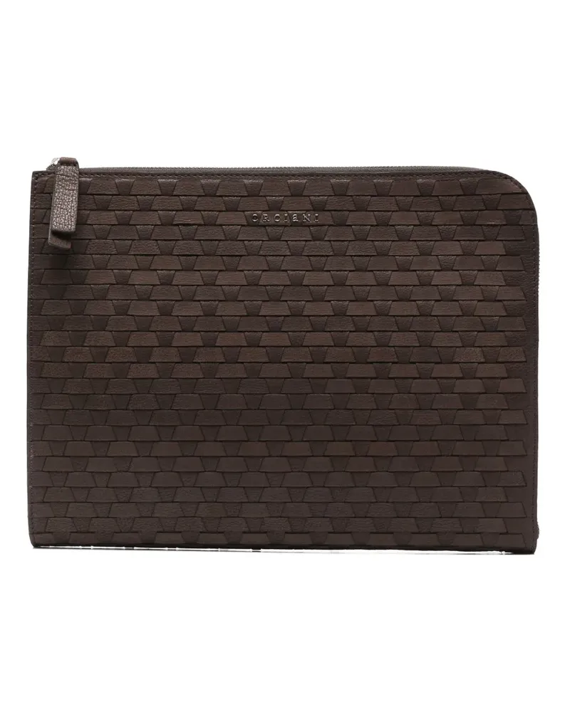 Orciani Laptoptasche mit Webmuster - Braun Braun