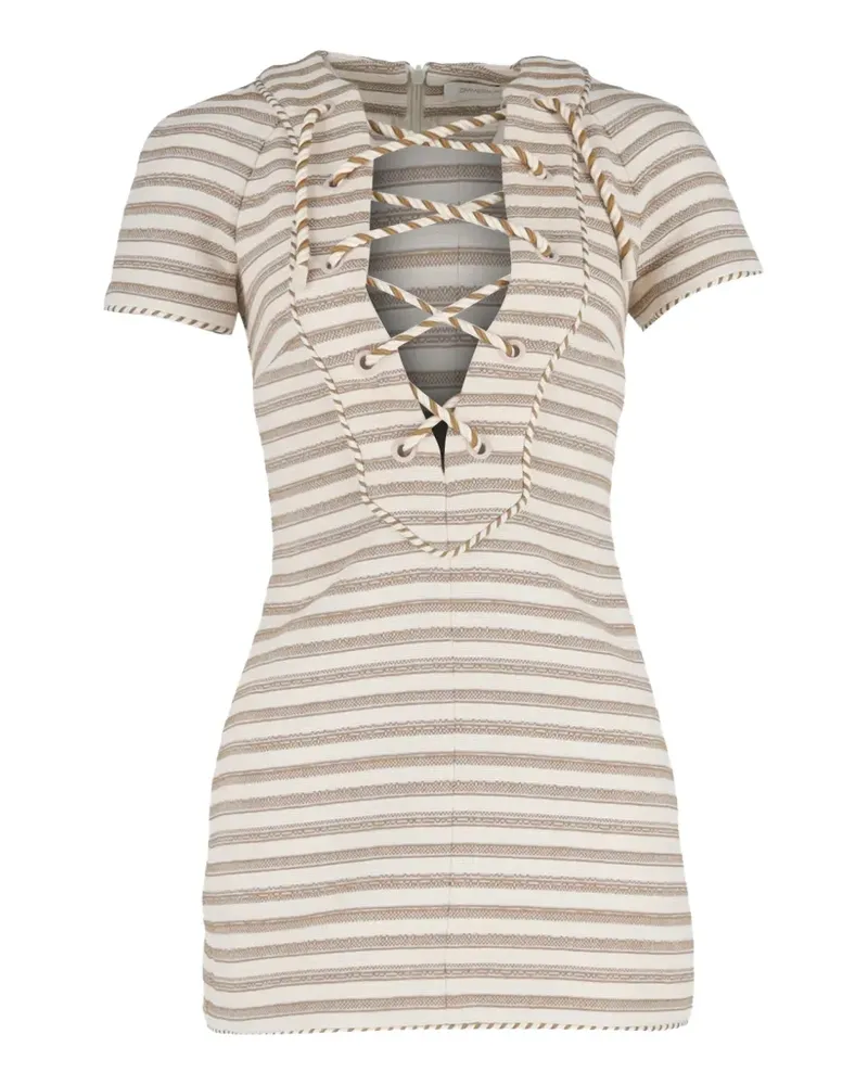 Zimmermann Gestreiftes Minikleid mit Schnürung - Nude Nude