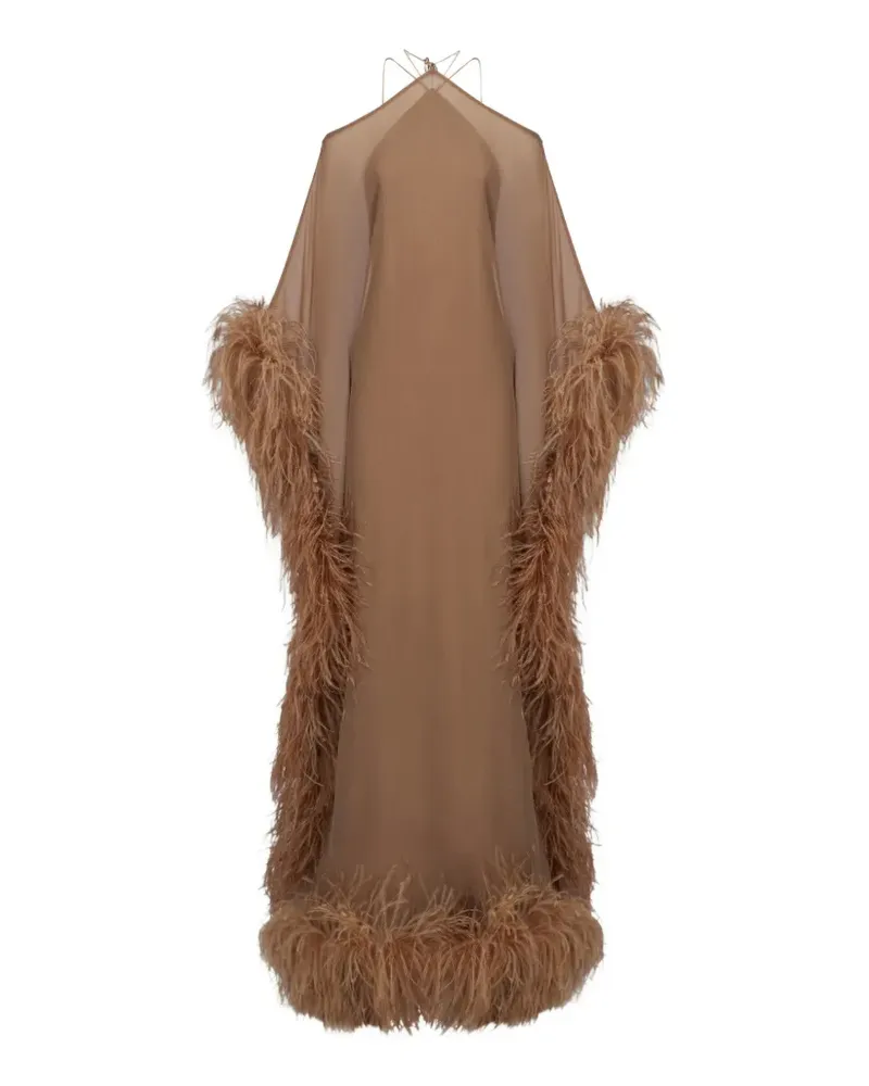 Taller Marmo Sza Sza Maxi-Kaftan mit Federbesatz - Braun Braun