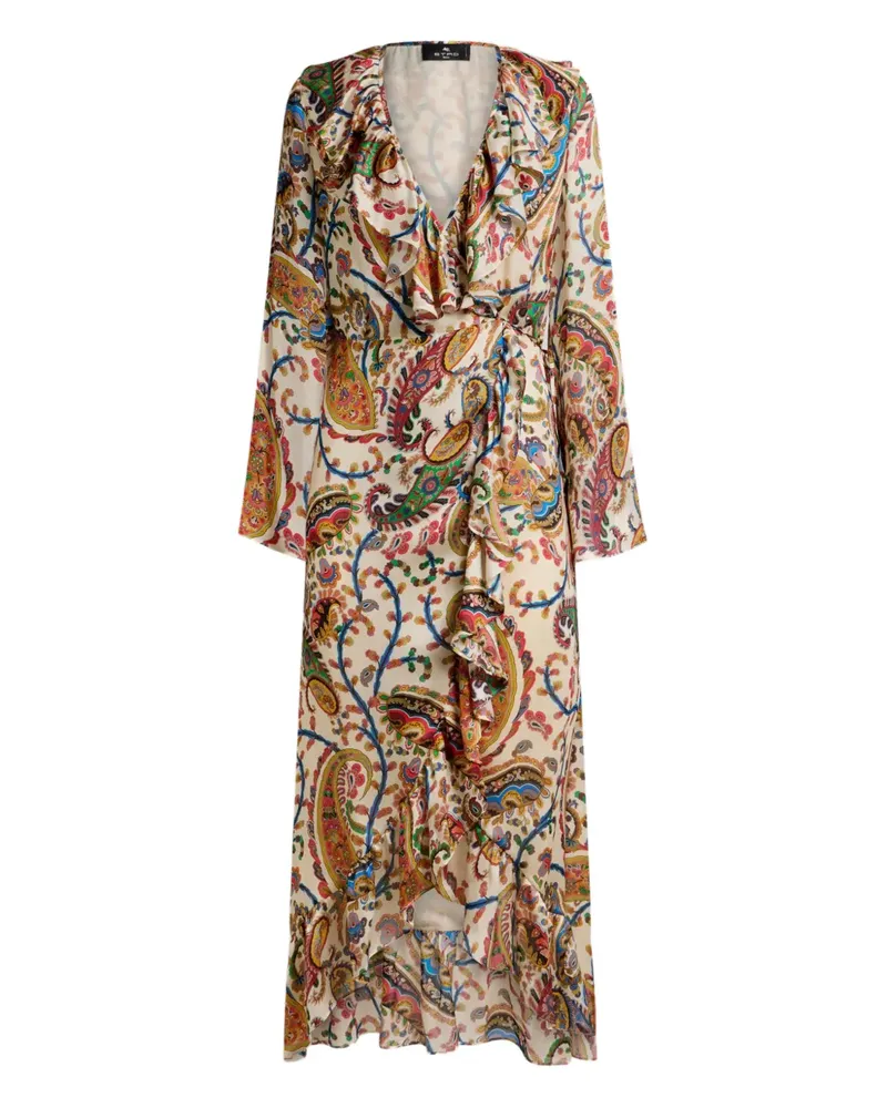 Etro Gerüschtes Peau D'ange Maxikleid mit Paisley-Print - Nude Nude