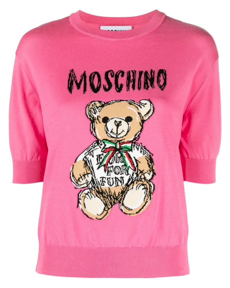 Moschino Intarsien-Pullover mit Teddy - Rosa Rosa