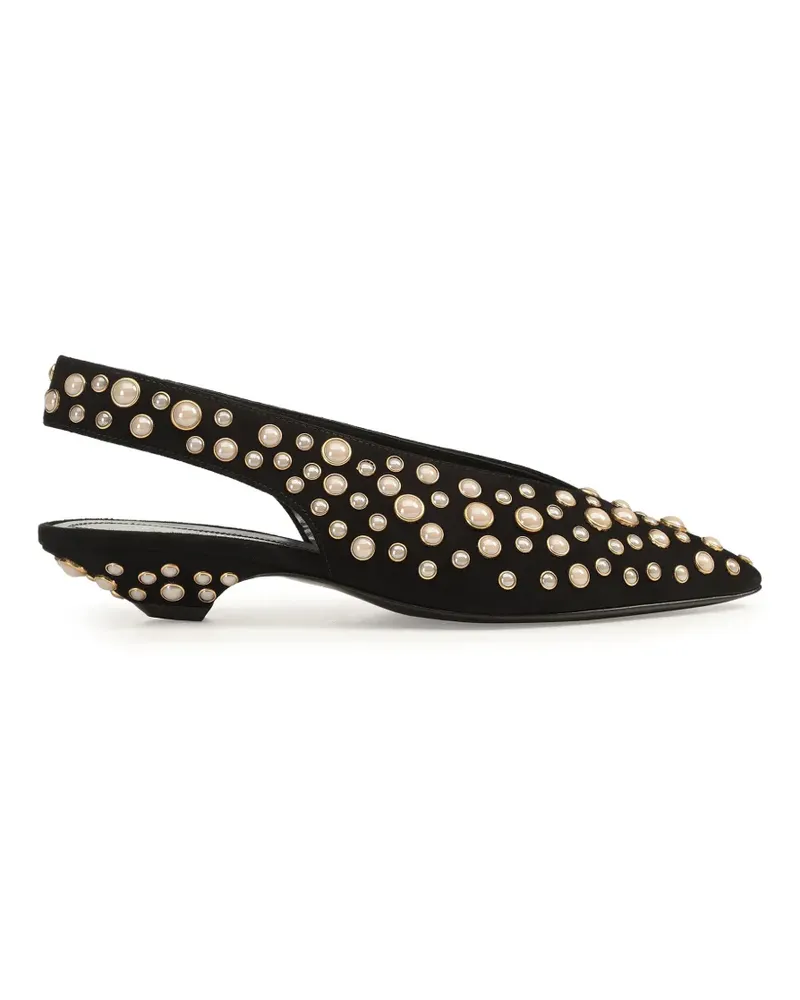 Sergio Rossi Beak Slingback-Pumps mit Perlenverzierung - Schwarz Schwarz