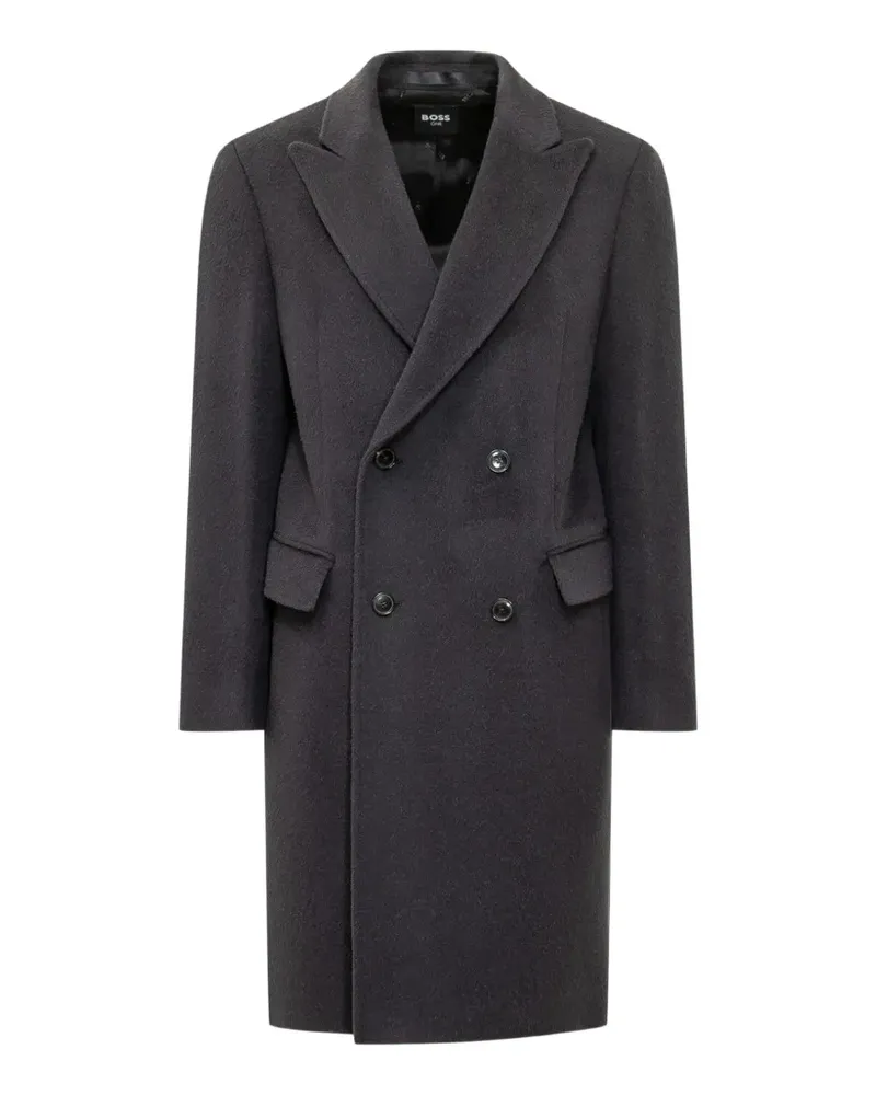 HUGO BOSS Doppelreihiger Slim-Fit-Mantel - Grau Grau