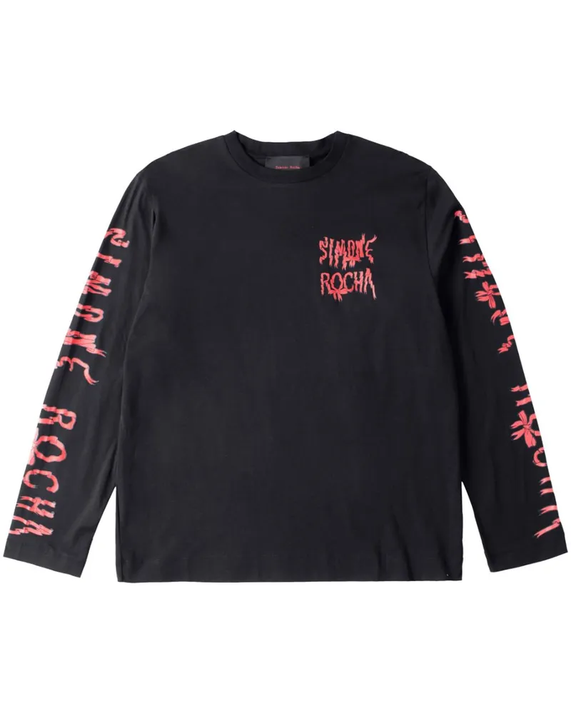 Simone Rocha Langarmshirt mit Schleifen-Logo - Schwarz Schwarz