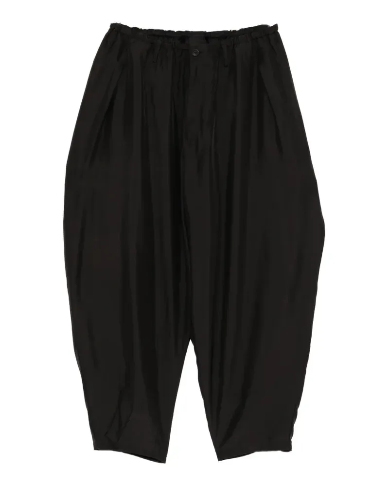 Yohji Yamamoto Drapierte Seidenhose - Schwarz Schwarz