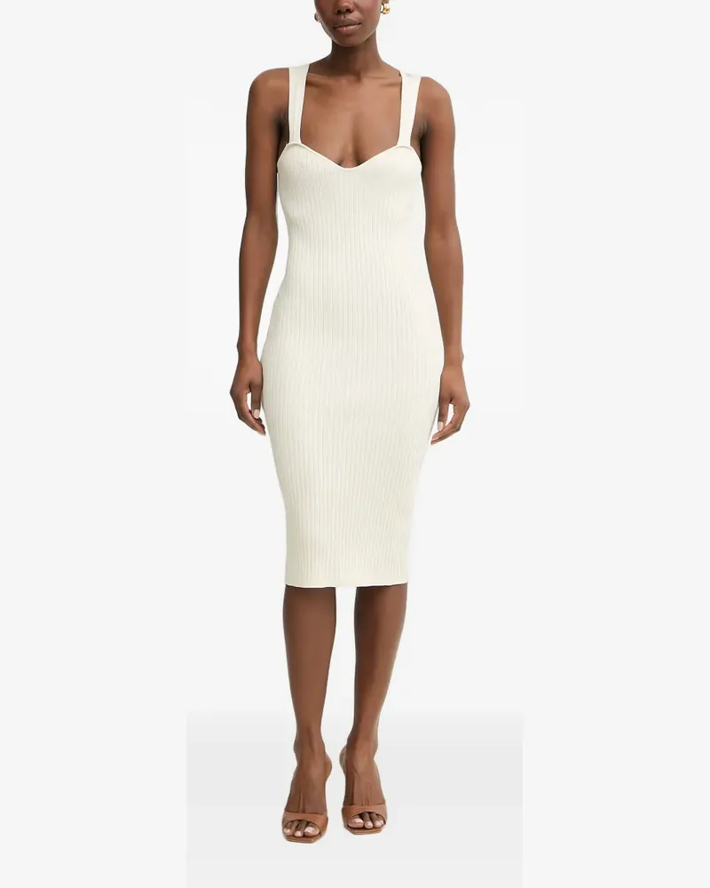 Fracomina ribbed-knit sweetheart-neck midi dress - Nude Nude