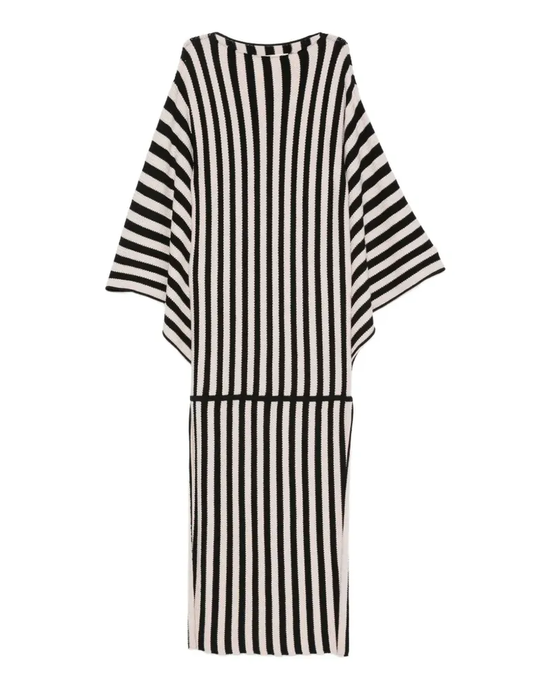 By Malene Birger Gestreiftes Gerta Maxikleid im Cape-Stil - Schwarz Schwarz