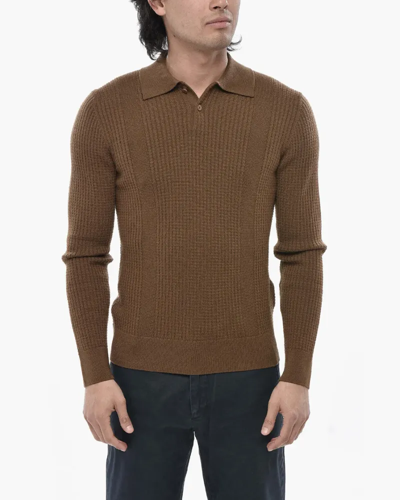 Paolo Pecora Milano ribbed-knit polo-collar sweater - Braun Braun