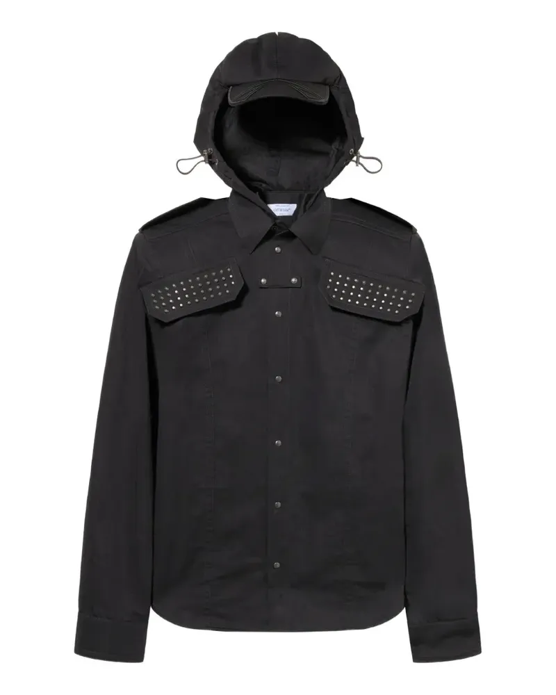 OFF-WHITE studded hooded shirt - Schwarz Schwarz