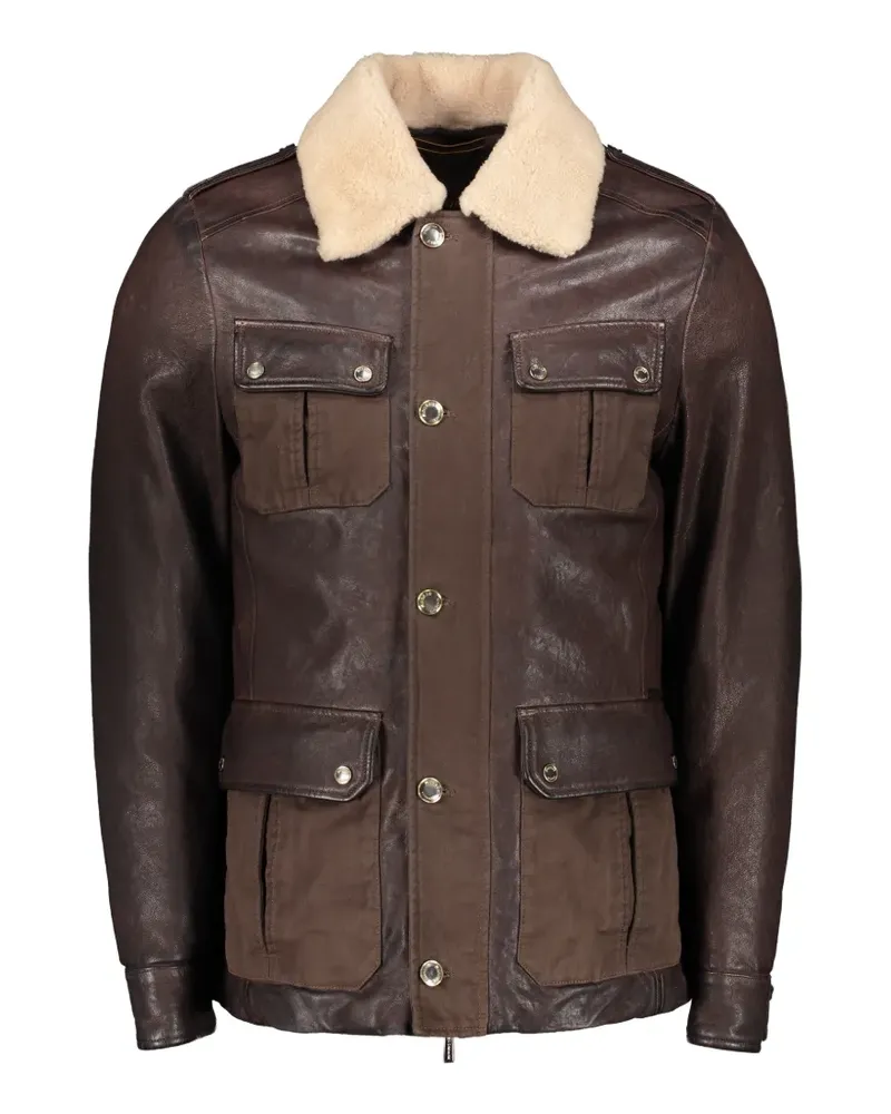 MOORER padded shearling-collar jacket - Braun Braun