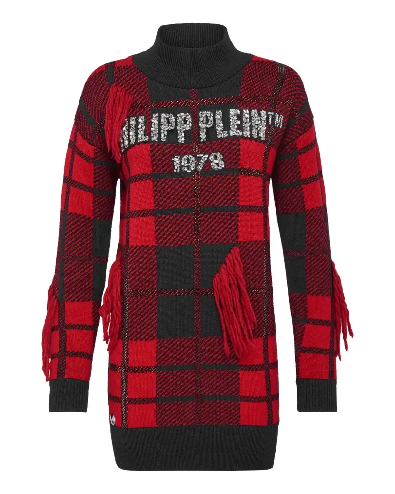 Philipp Plein tartan fringe round neck knitwear - Schwarz Schwarz