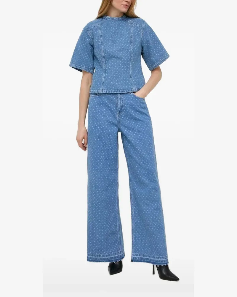 Custommade Jeansoberteil mit Polka Dots - Blau Blau
