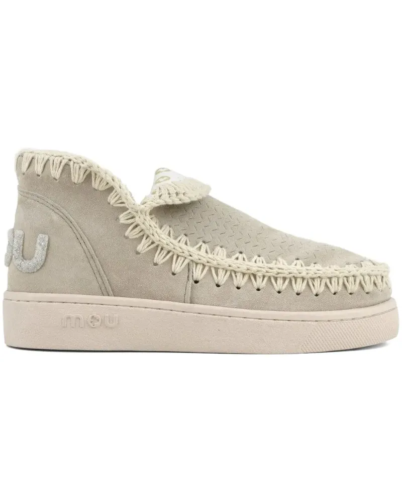 Mou Wildleder-Sneakers mit Ziernähten - Nude Nude