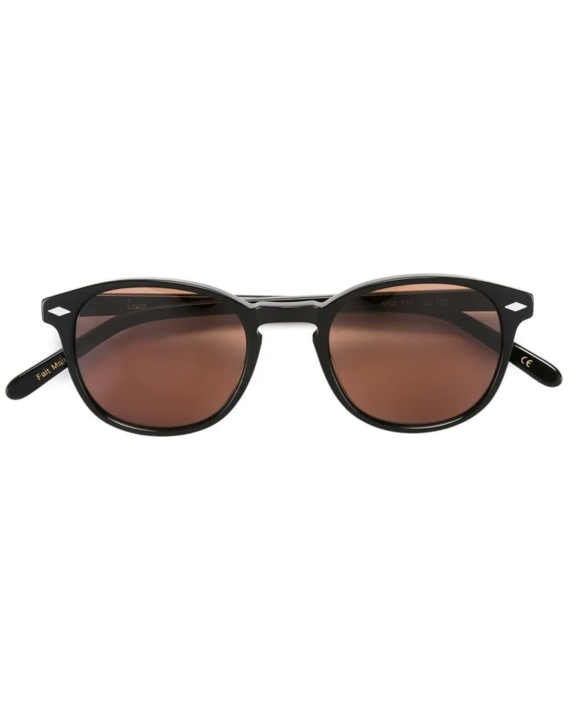 Lesca Sonnenbrille mit quadratischem Gestell - Schwarz Schwarz