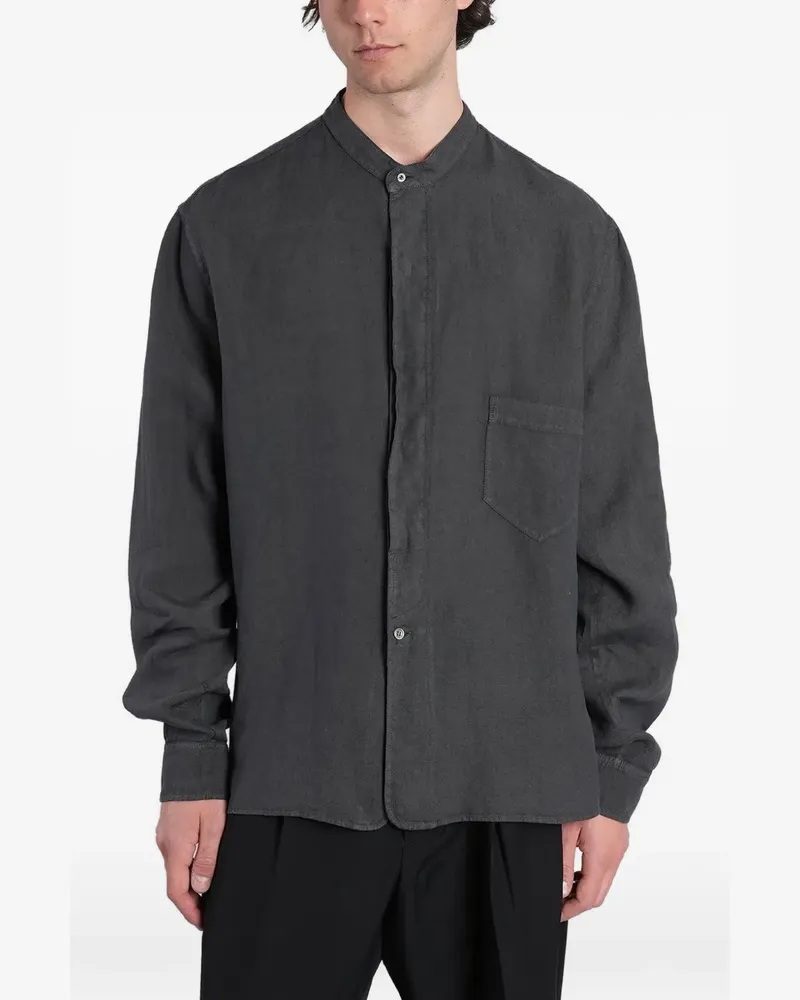 Mauro Grifoni band-collar chest-pocket shirt - Grau Grau