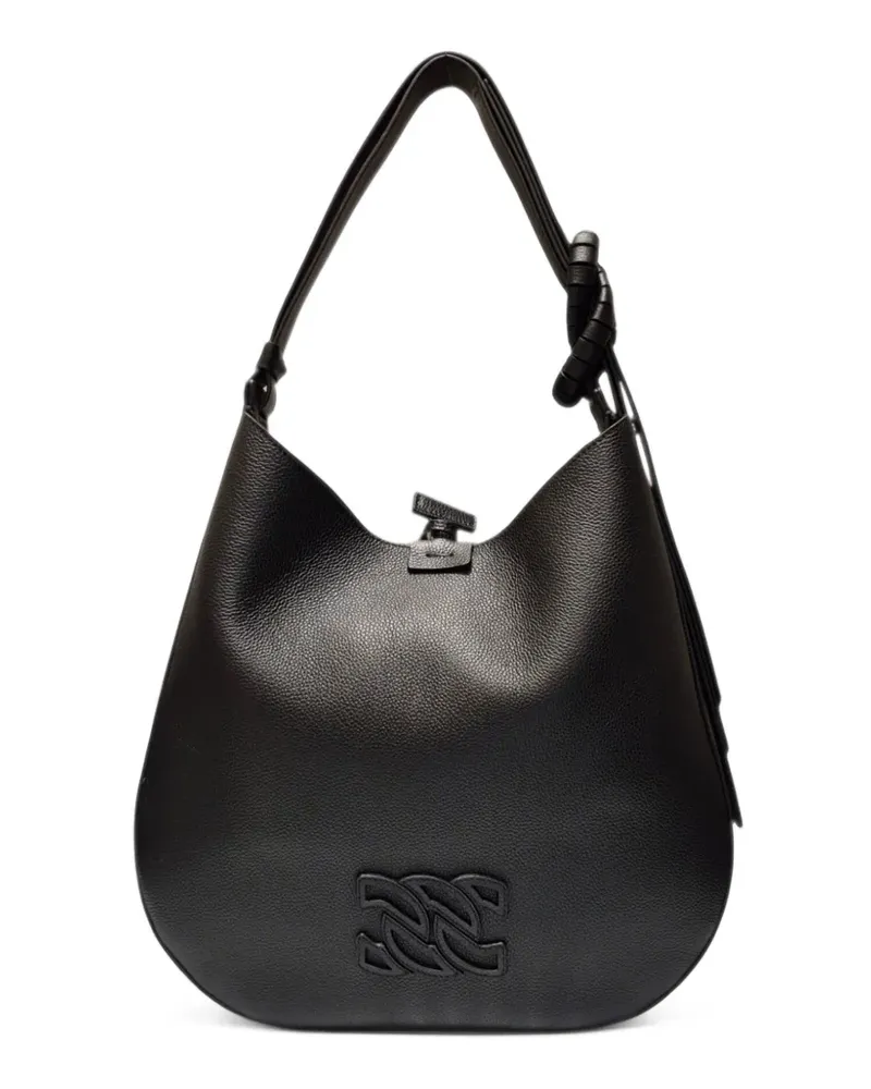 Casadei Mittelgroße Vandome Handtasche mit Logo-Patch - Schwarz Schwarz