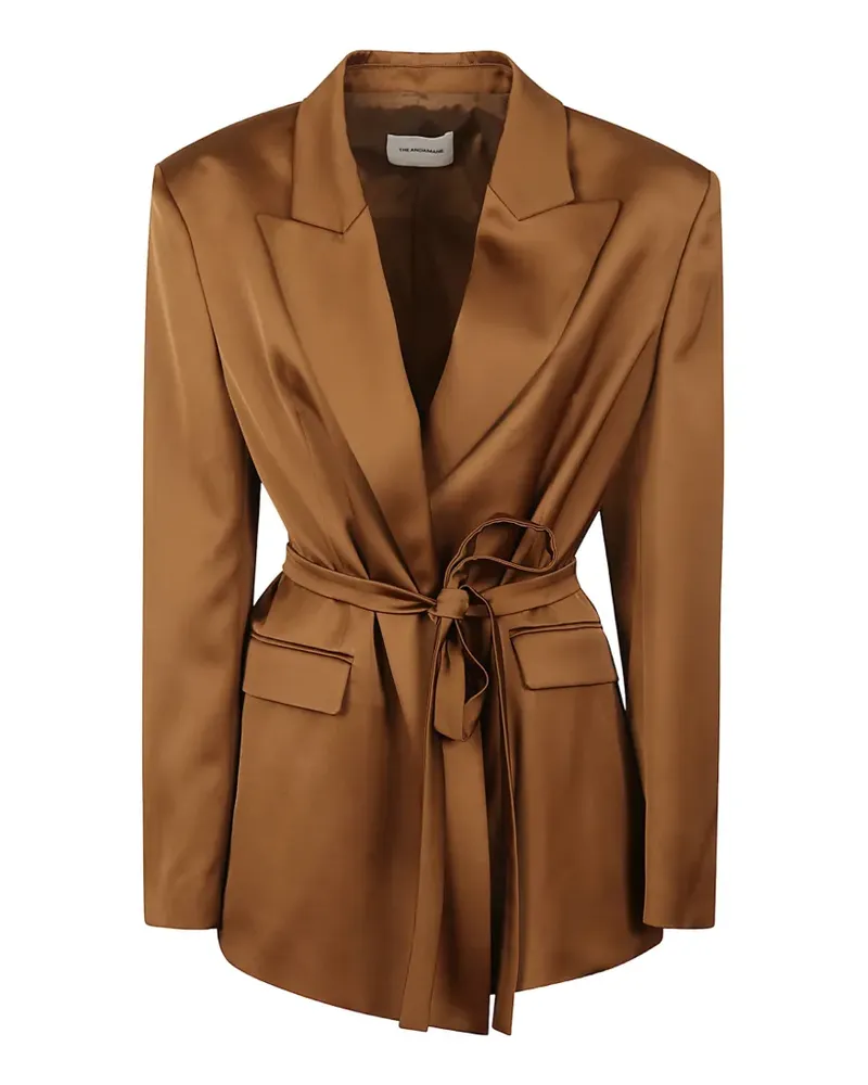 ANDAMANE belted satin-finish jacket - Braun Braun