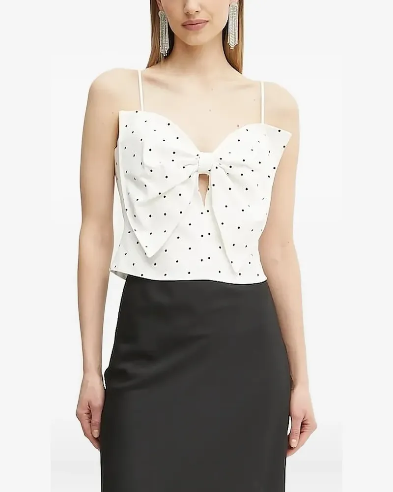 Bardot Bluse mit Polka Dots - Weiß Weiß