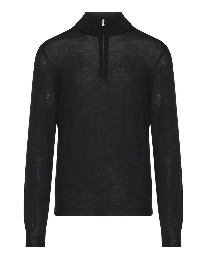 Gran Sasso Feinstrickpullover mit kurzem Reißverschluss - Schwarz Schwarz