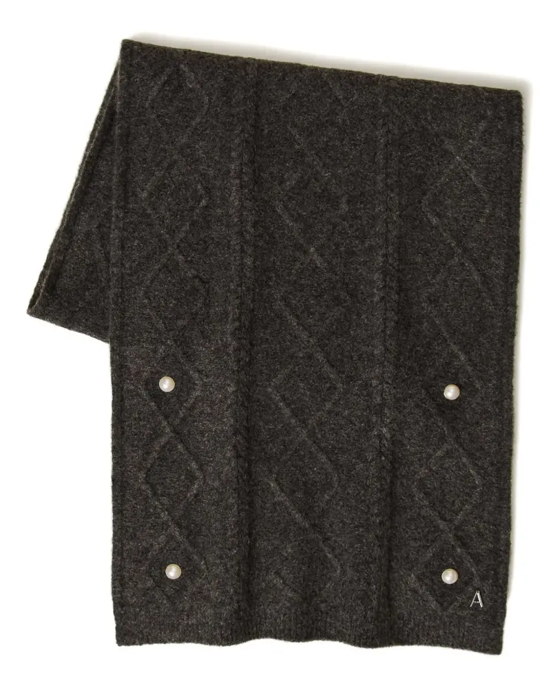 Twin-Set Zopfmuster-Schal mit Perlen - Grau Grau
