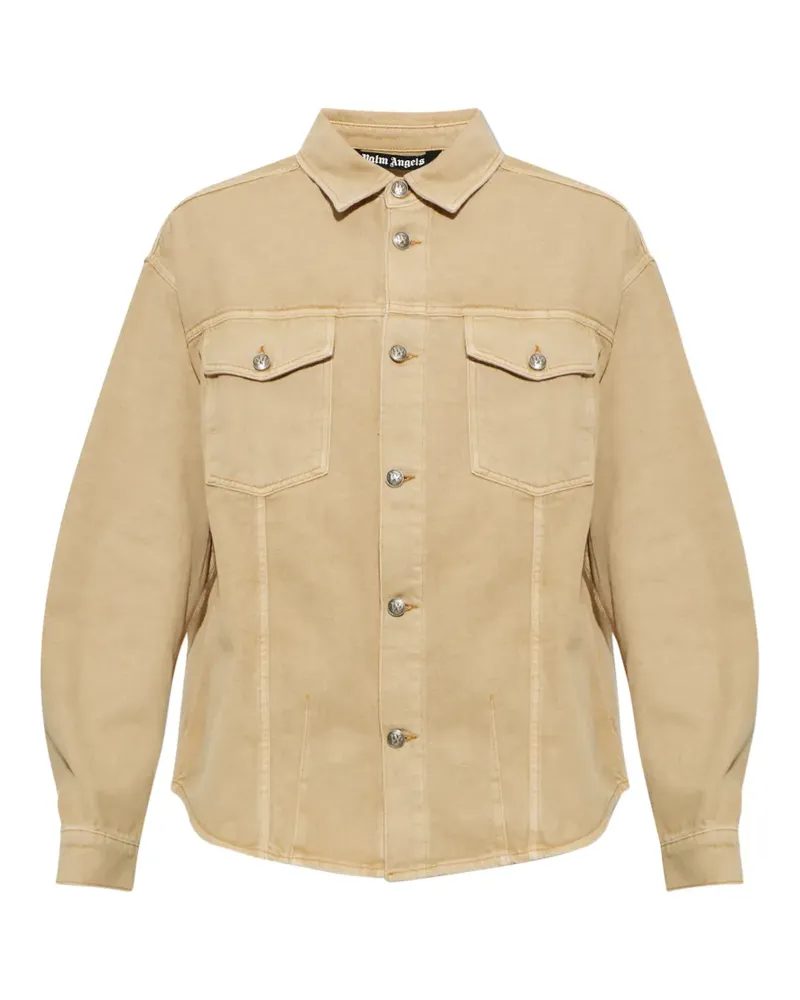Palm Angels Jeans-Hemdjacke mit Logo-Print - Nude Nude
