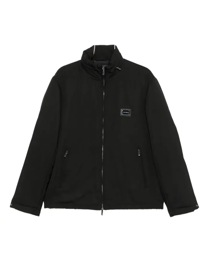 Emporio Armani logo-plaque high-neck jacket - Schwarz Schwarz