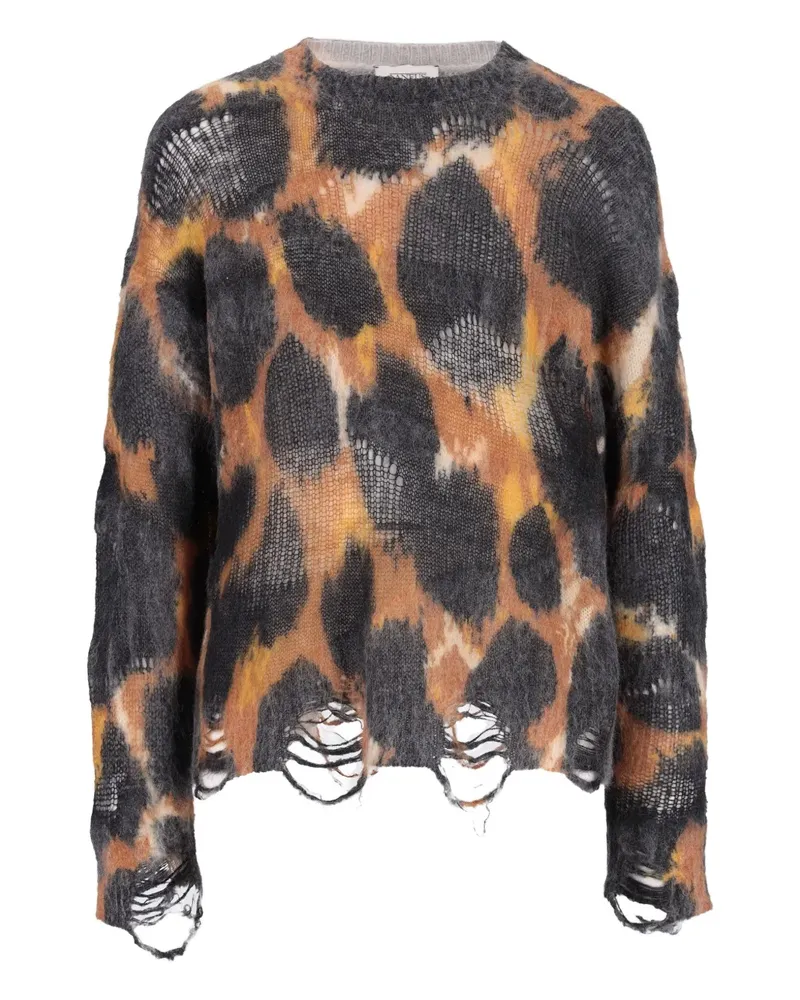 Laneus Pullover mit Leoparden-Print - Schwarz Schwarz