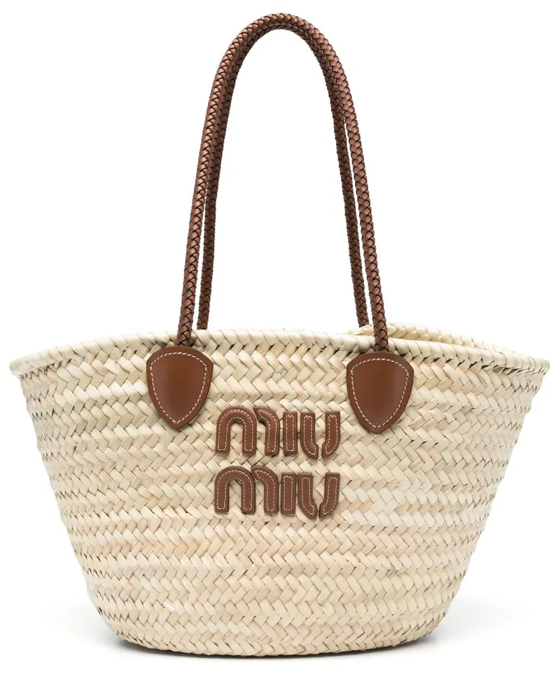 Miu Miu Handtasche mit Logo-Patch - Nude Nude