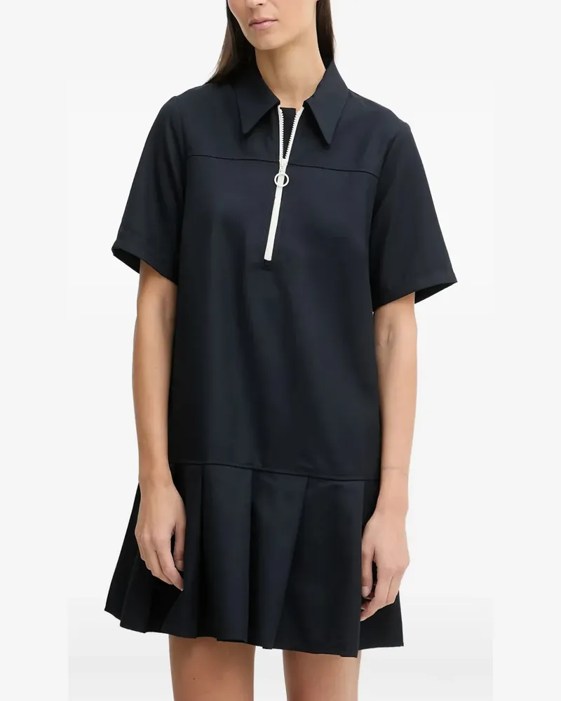 Marc O'Polo zip-neck pleated mini dress - Blau Blau