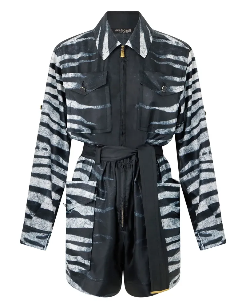 Roberto Cavalli Jumpsuit mit Zebra-Print - Schwarz Schwarz