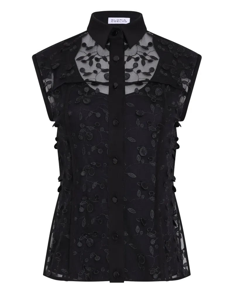 Gloria Coelho Jacke mit Blumenapplikation - Schwarz Schwarz