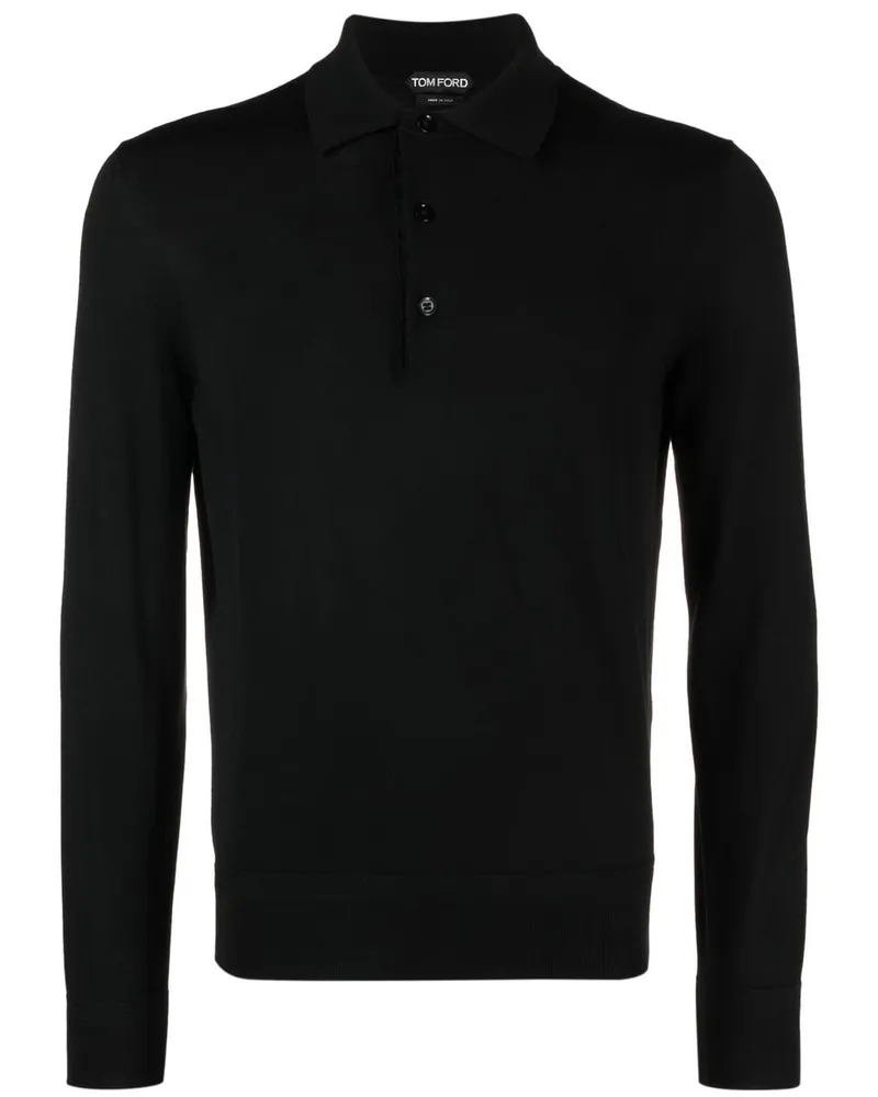Tom Ford Langärmeliges Poloshirt - Schwarz Schwarz