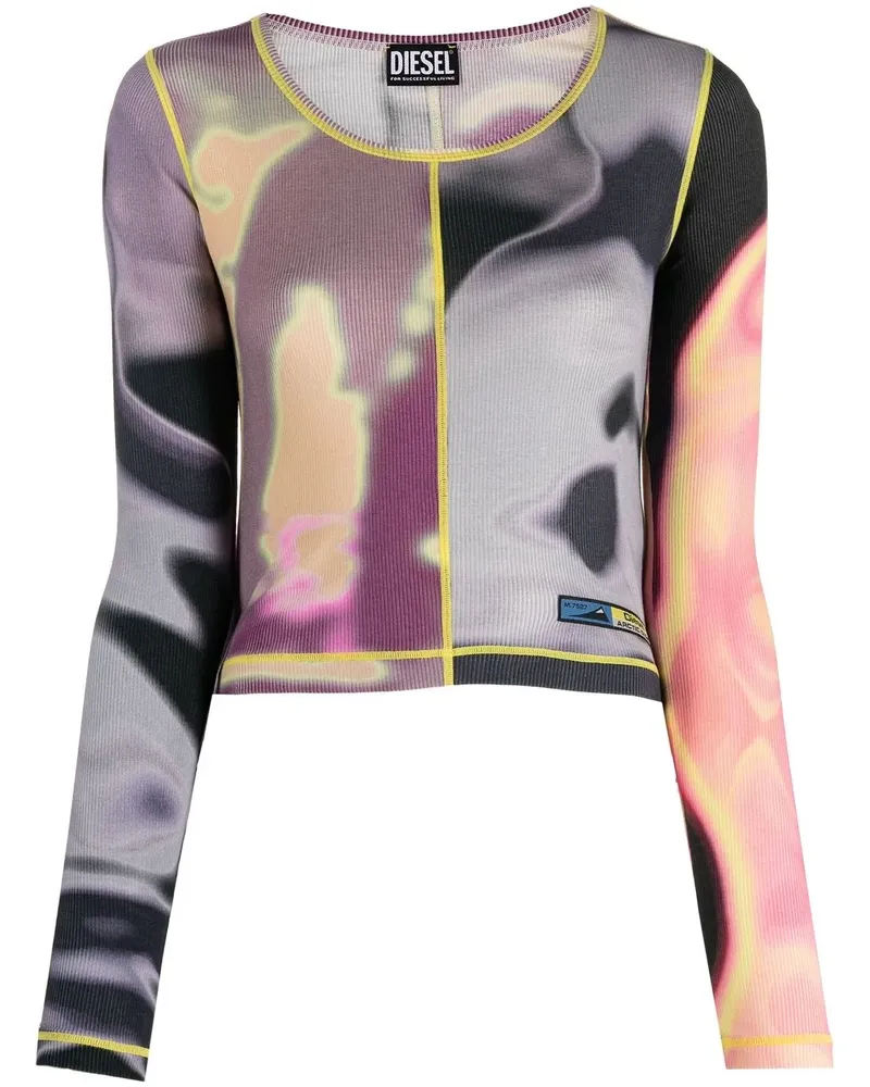 Diesel Langarmshirt mit Print - Grau Grau