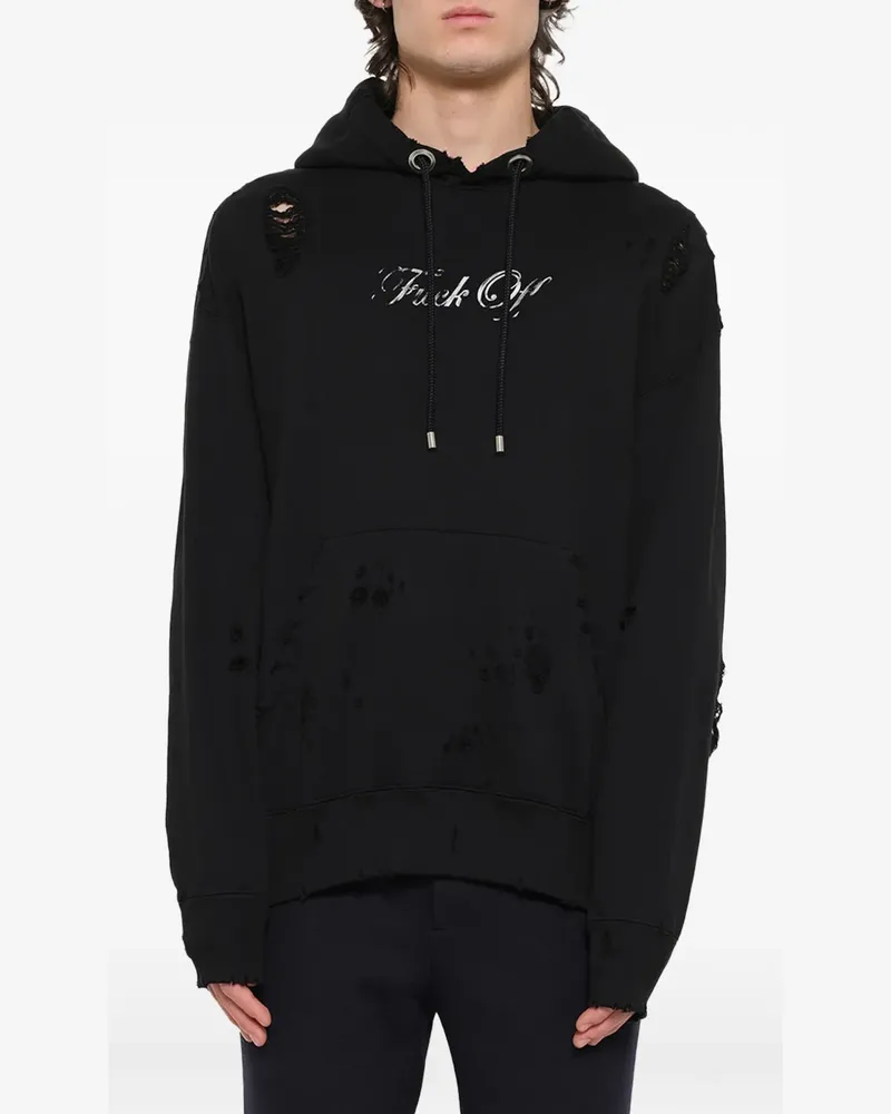 Mastermind Japan distressed skull-print hoodie - Schwarz Schwarz