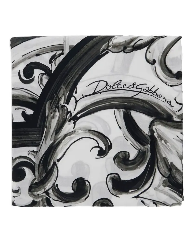 Dolce & Gabbana Strandtuch mit Majolica-Print - Weiß Weiß