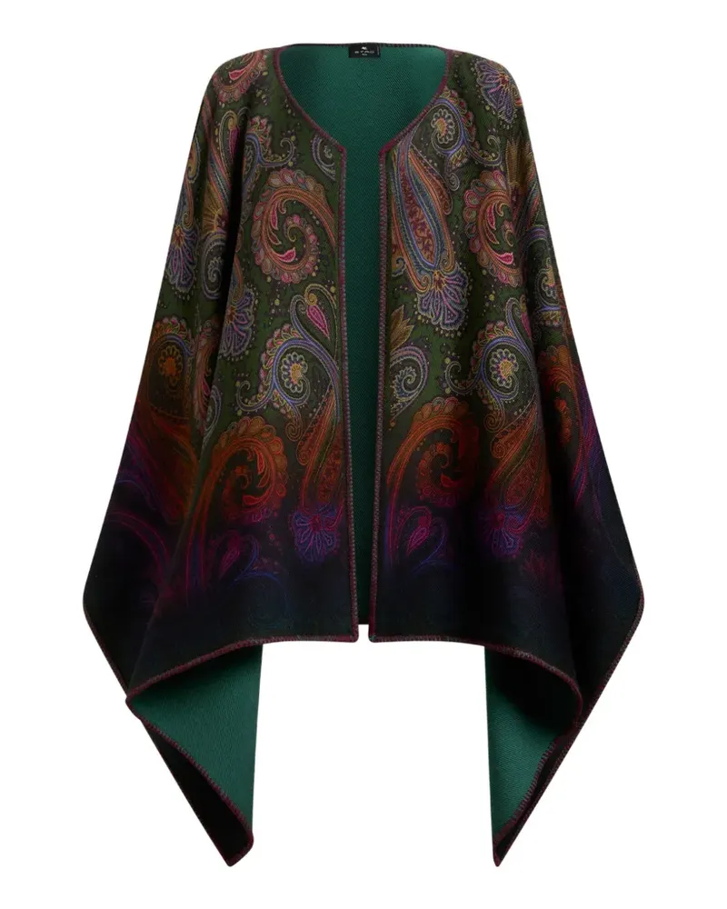 Etro Wendbares Woll-Cape mit Degradé-Paisley-Motiv - Grün Grün