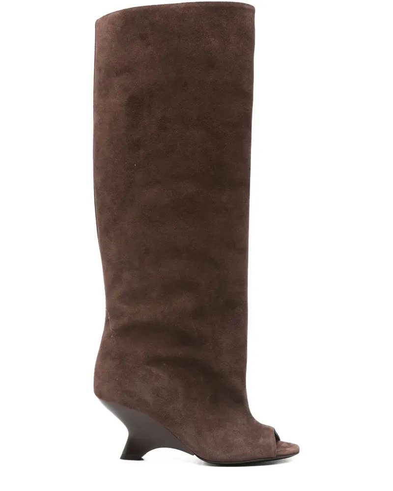 Gia Borghini Ninette Wildlederstiefel mit Peeptoe 70mm - Braun Braun