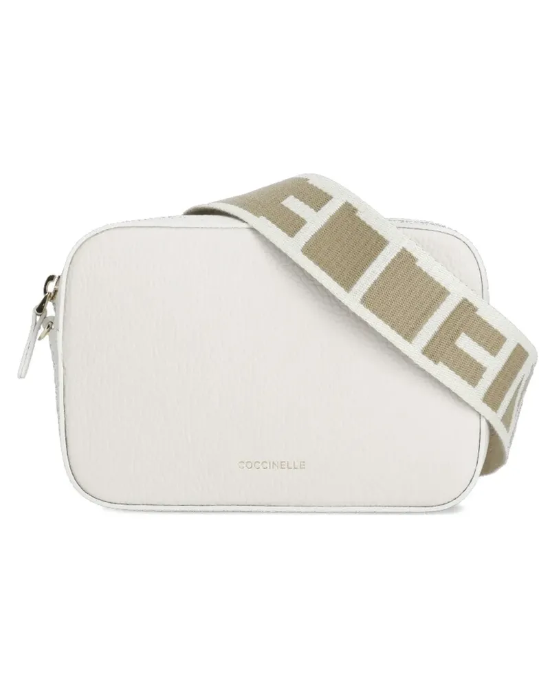 Coccinelle Kleine Tebe Schultertasche mit Logo - Weiß Weiß