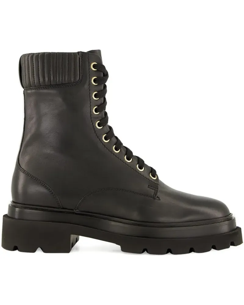 Santoni Gesteppte Schnürstiefel - Schwarz Schwarz