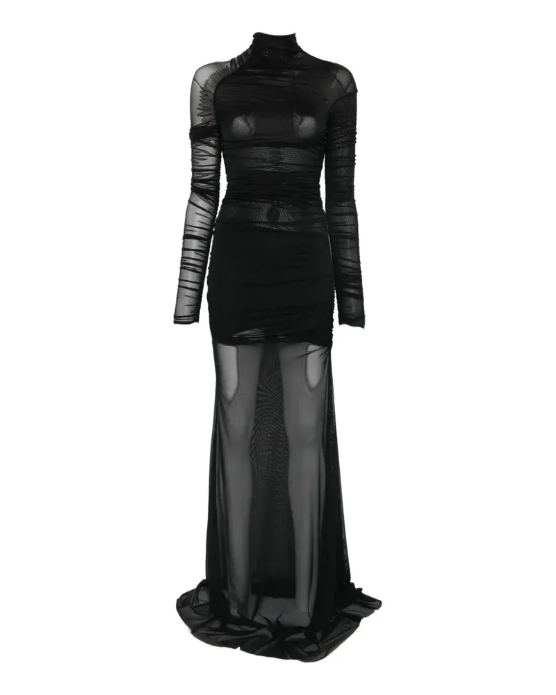 Amazuìn Dakota sheer ruched maxi dress - Schwarz Schwarz