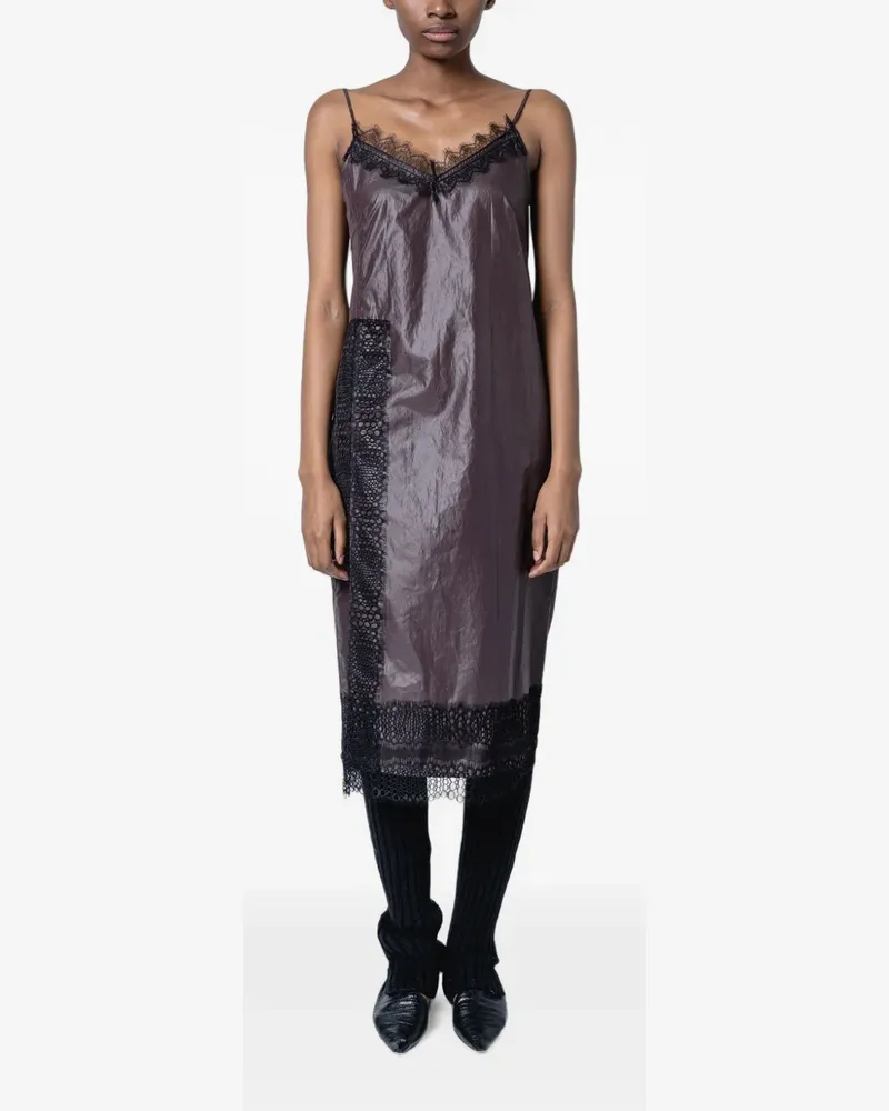 Muller of Yoshiokubo lace-trim sleeveless midi dress - Braun Braun