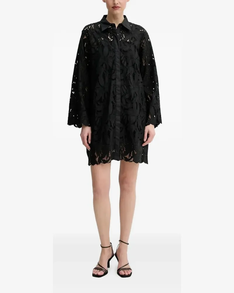 Isabelle Blanche Midikleid aus Spitze mit Blumenmuster - Schwarz Schwarz