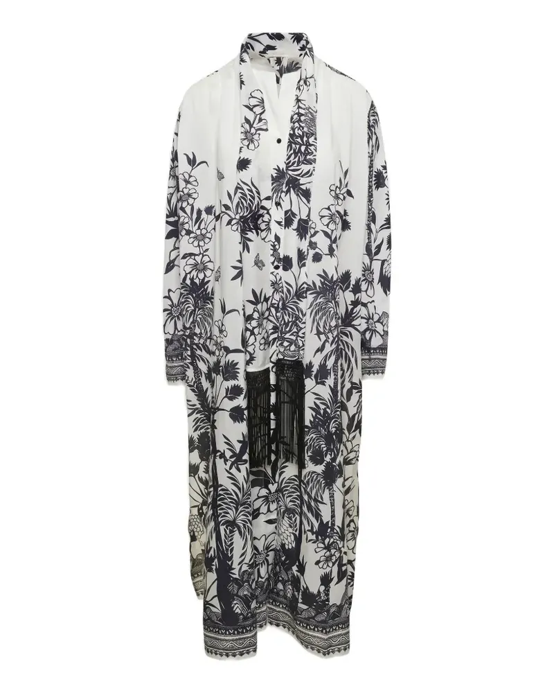 Anjuna Emilia graphic-print shirt maxi dress - Schwarz Schwarz