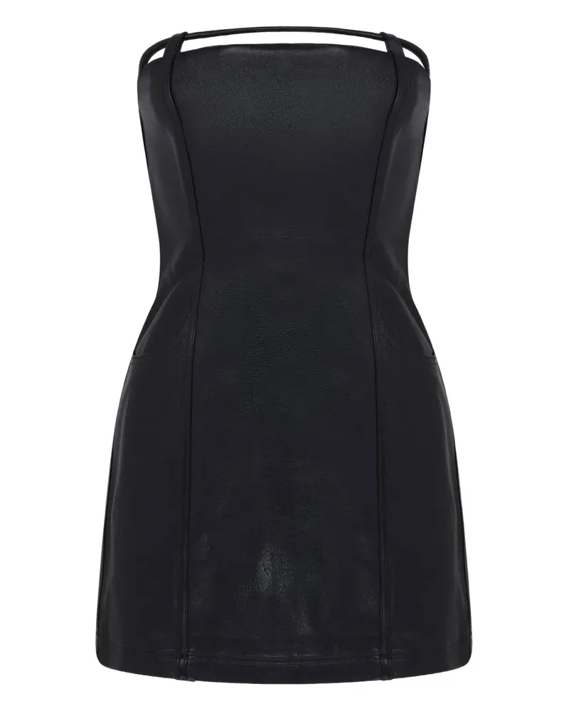 David Koma Leder-Minikleid mit Taschendetail - Schwarz Schwarz