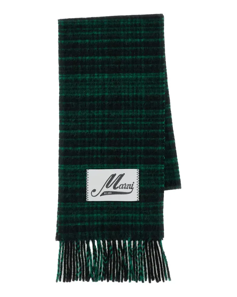 Marni check-pattern fringed scarf - Grün Grün