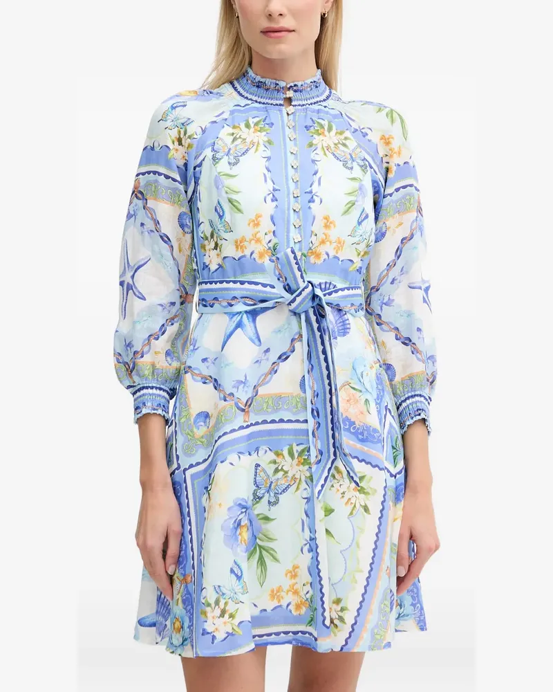 Hale Bob Lakelynn floral-print belted mini dress - Blau Blau