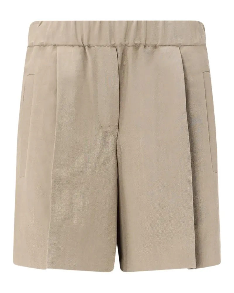 Brunello Cucinelli pleated elasticated-waist shorts - Nude Nude