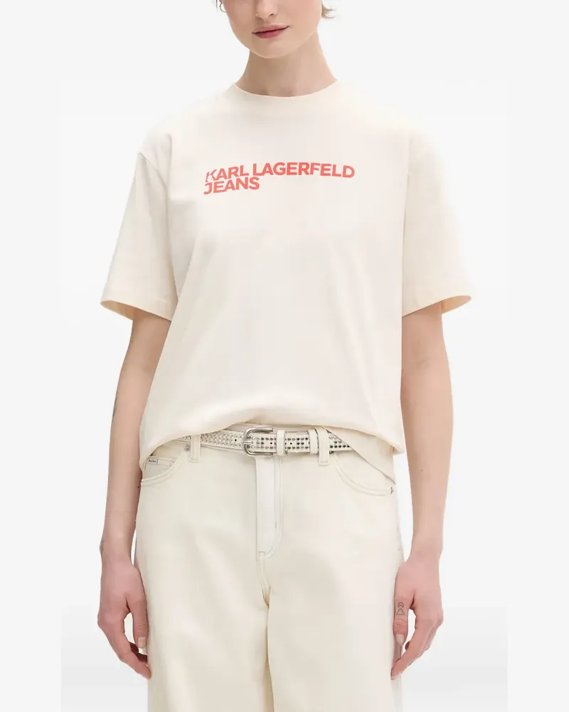 Karl Lagerfeld logo-print short-sleeve T-shirt - Nude Nude